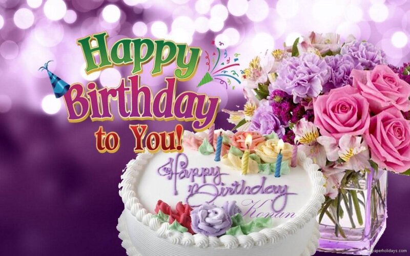 Birthday Cake and Flowers