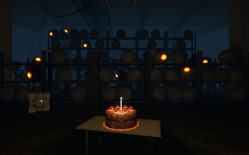 birthday cake in a warehouse