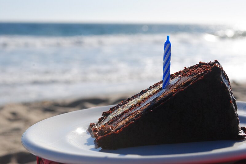 Birthday cake on the beach