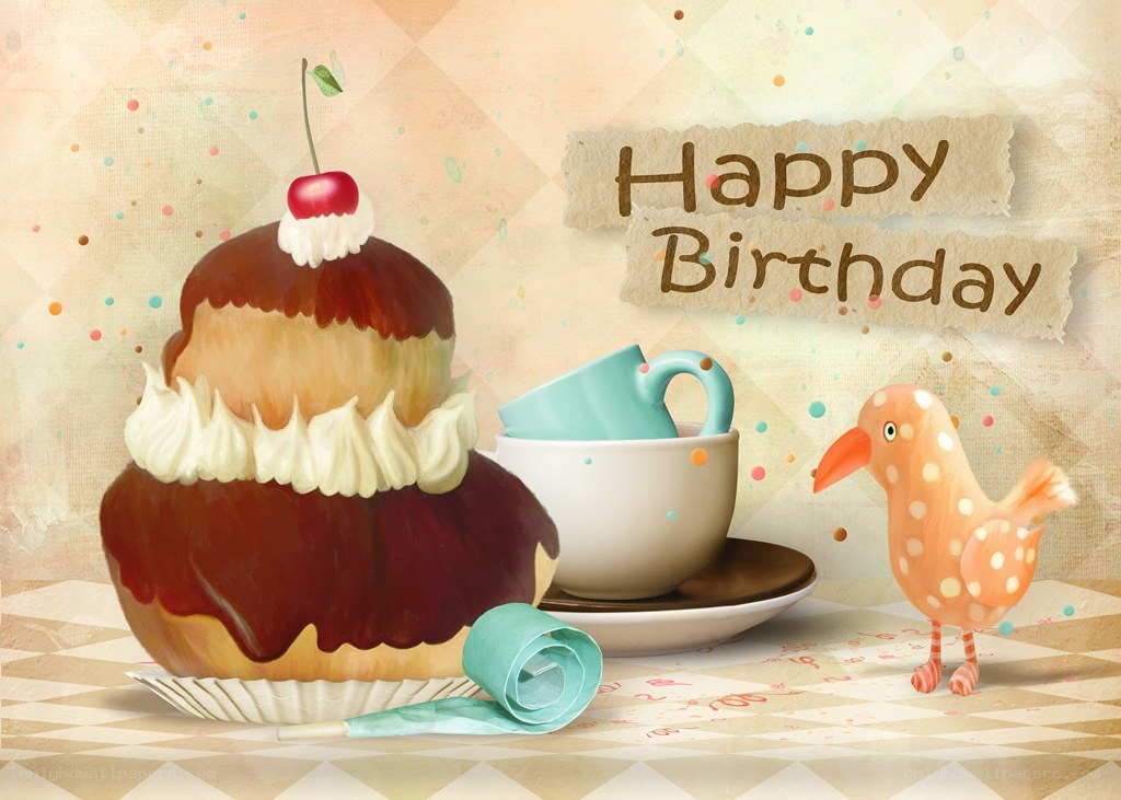 Birthday cake with bird