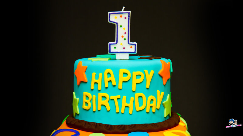 Birthday Cake with Candle — Blue