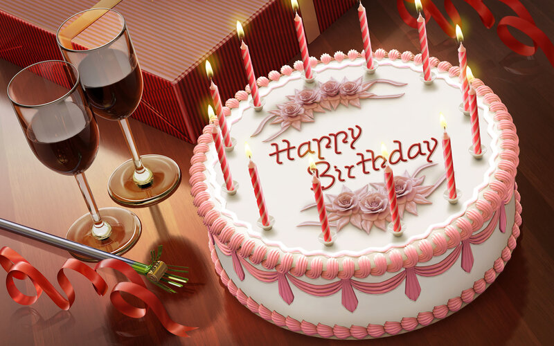 Birthday cake with candles