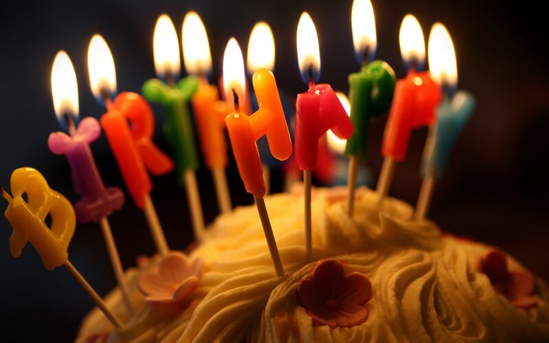 birthday cake with candles