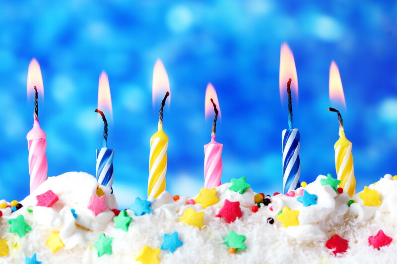 Birthday Cake with Candles — Blue