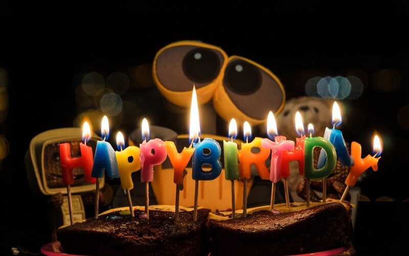 Birthday Cake with Candles — Brown, Celebratory, Night