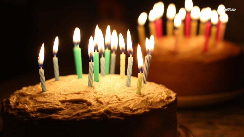 Birthday Cake with Candles — Brown, Celebratory