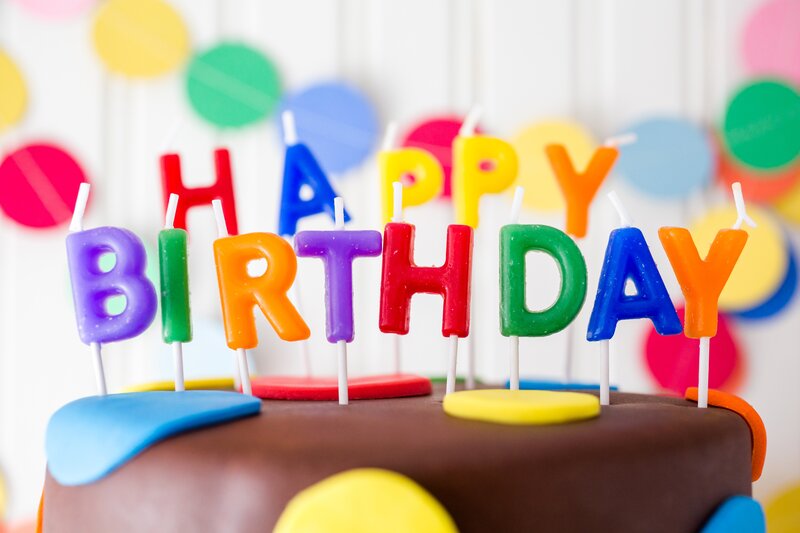 Birthday Cake with Candles — Brown, Festive