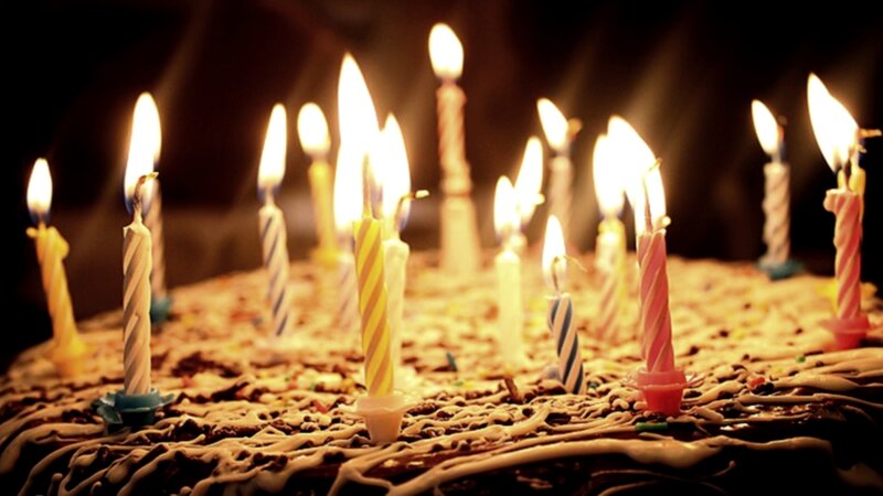 Birthday Cake with Candles — Brown
