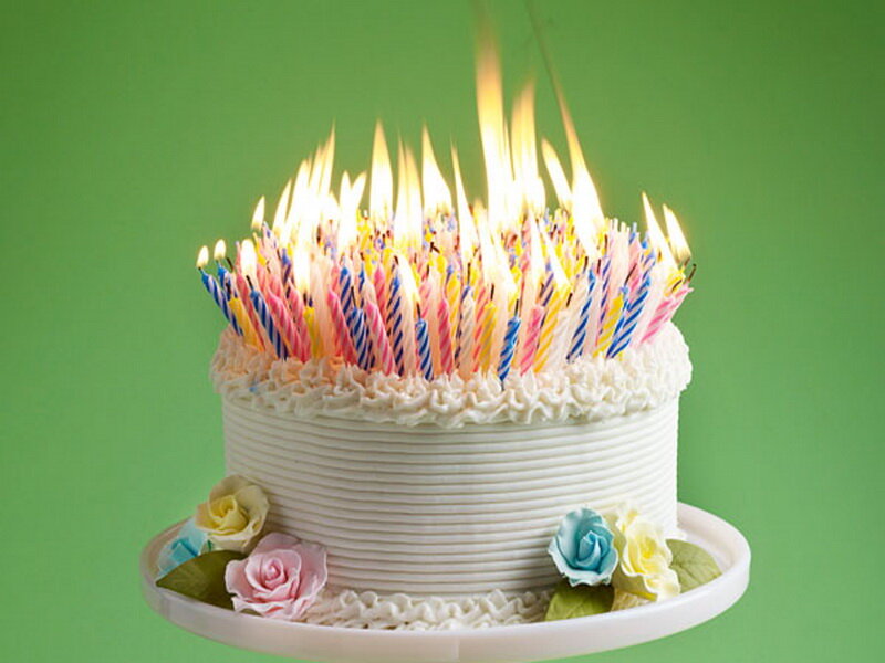 Birthday Cake with Candles — Green