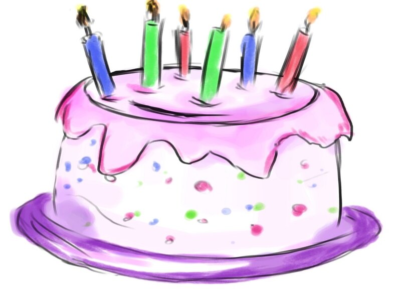 Birthday Cake with Candles — Pink, Celebratory, Illustration