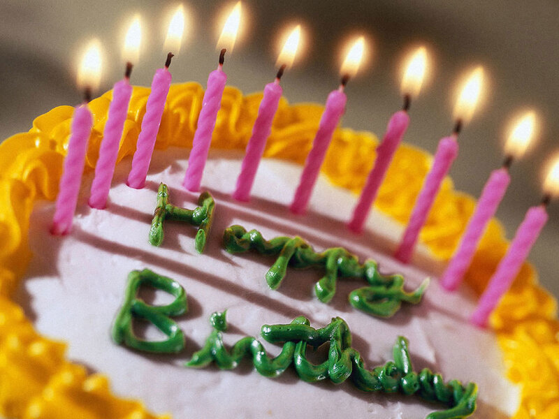 Birthday Cake with Candles — Pink, Celebratory