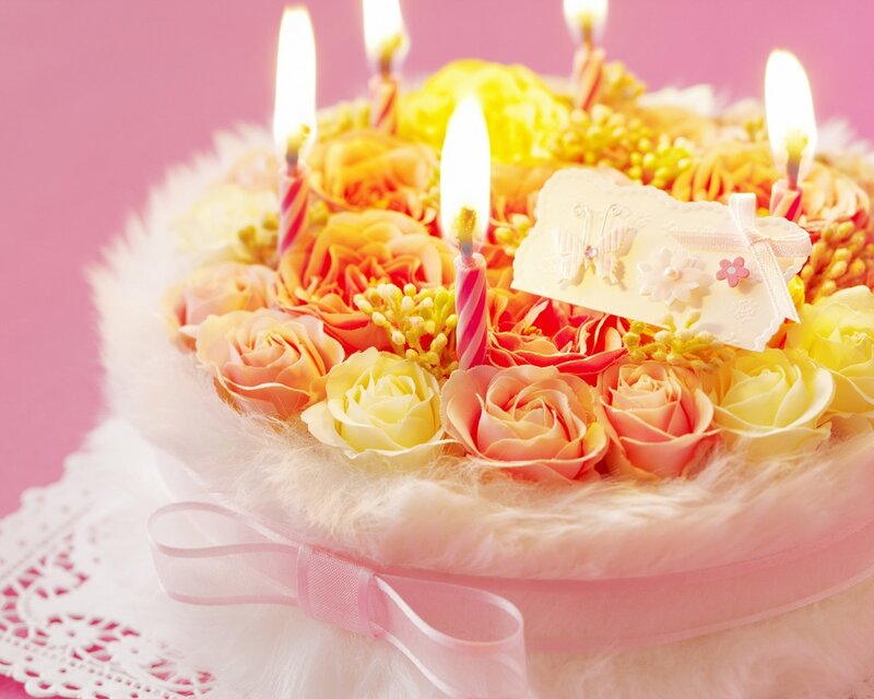 Birthday Cake with Candles — Pink