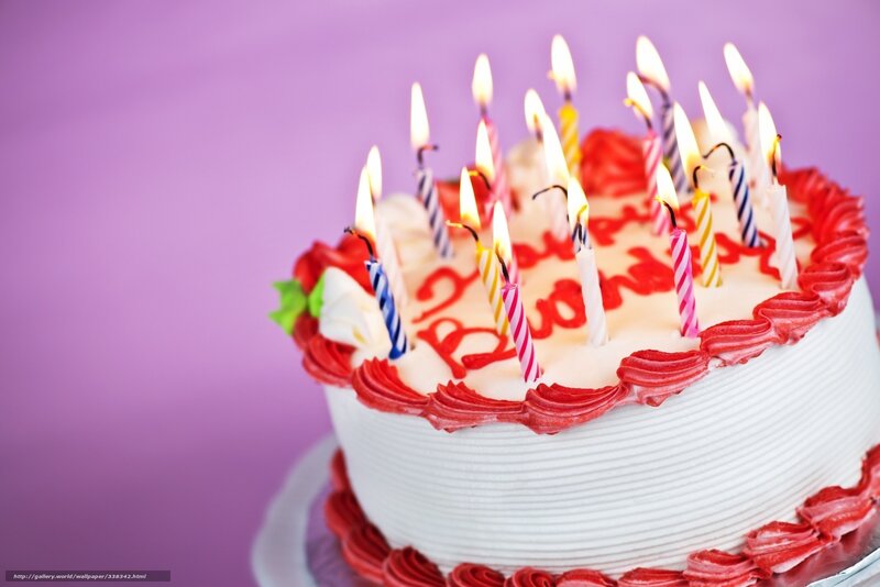 Birthday Cake with Candles — Purple, Celebratory