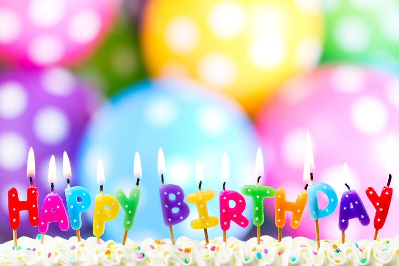 Birthday Cake with Candles — White, Celebratory, Photograph, Balloons