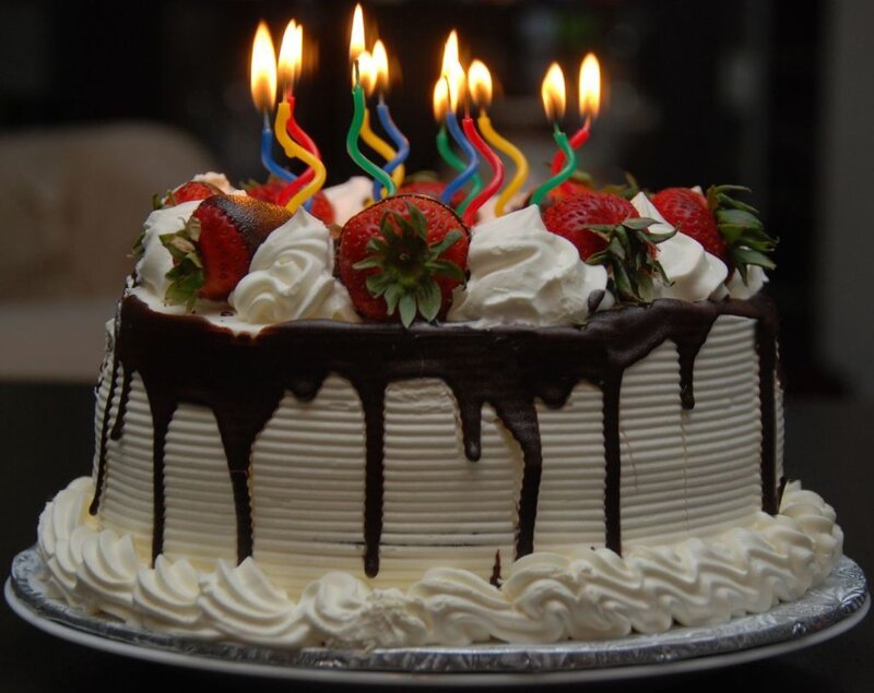 Birthday Cake with Candles — White, Celebratory