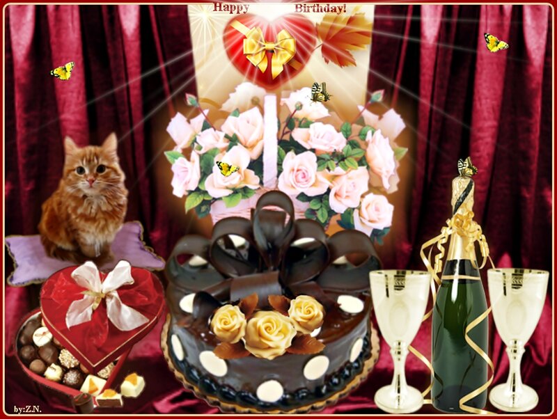 Birthday Cake with Cat