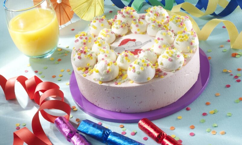 Birthday cake with orange juice