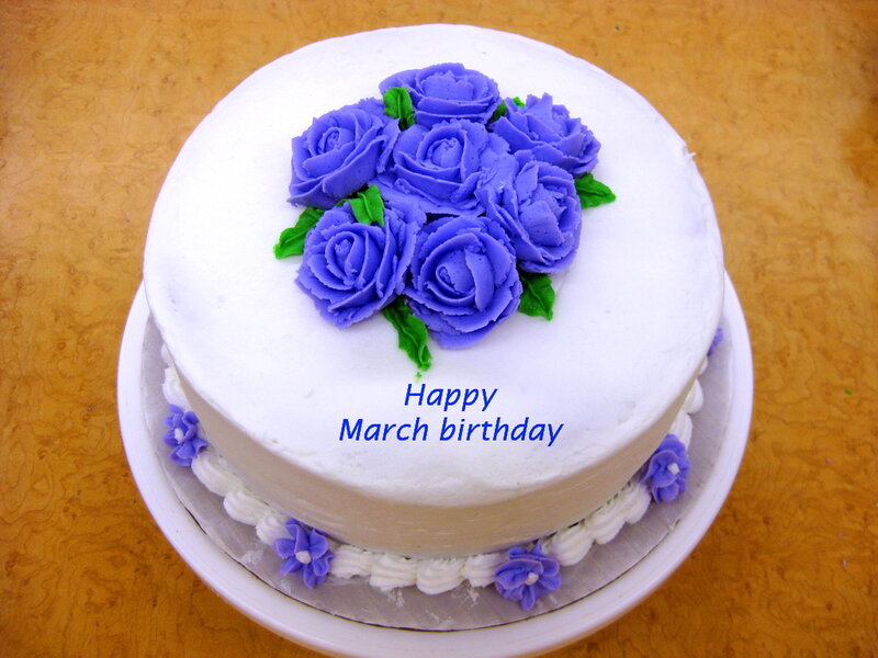 Birthday Cake with Purple Flowers
