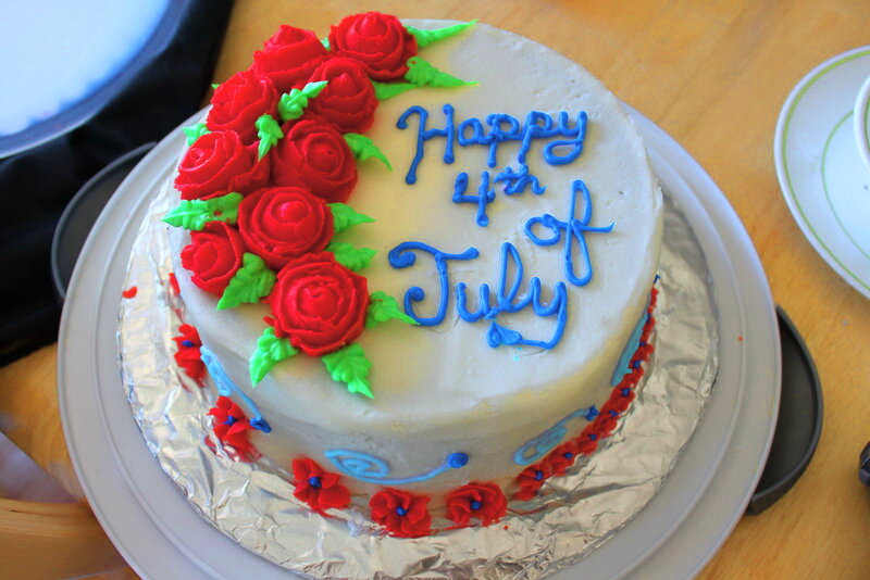 Birthday Cake with Roses — Red