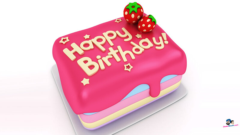 Birthday Cake with Strawberries
