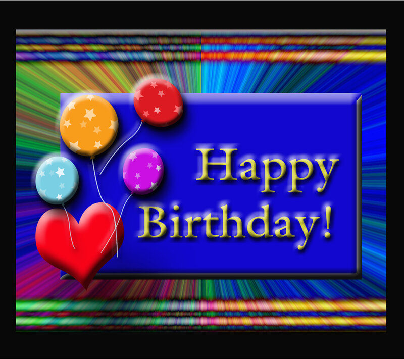Birthday Card with Balloons — Blue