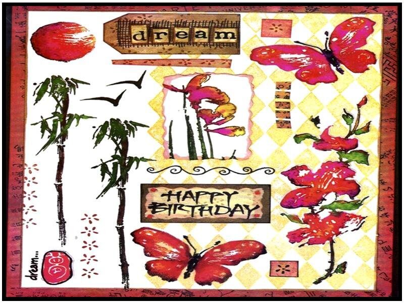 birthday card with flowers and butterflies
