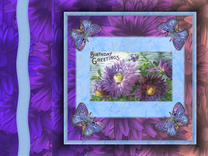 Birthday Card with Flowers — Purple