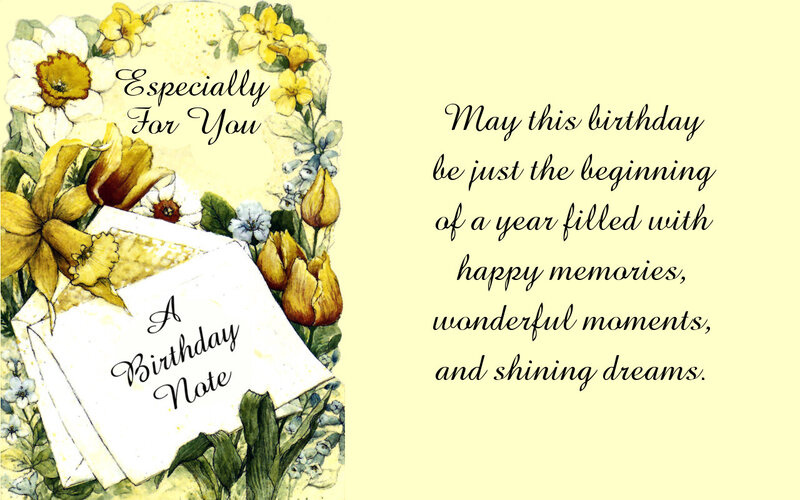Birthday Card with Flowers — Yellow, Warm
