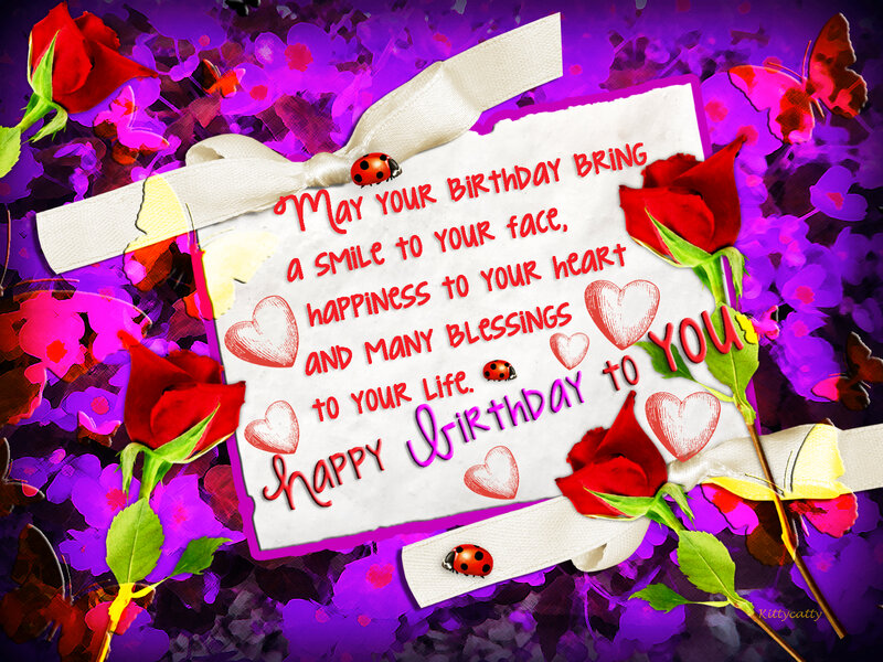 Birthday Card with Roses — Purple