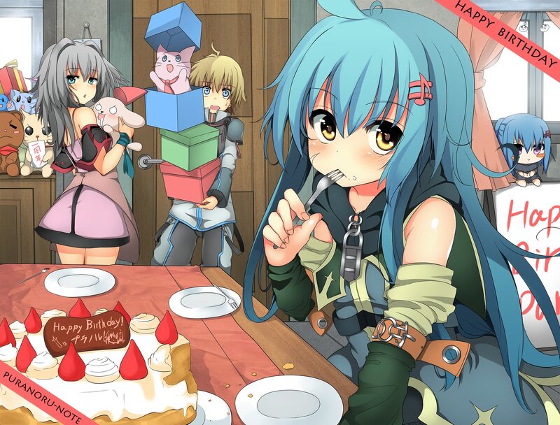 Birthday celebration with anime characters