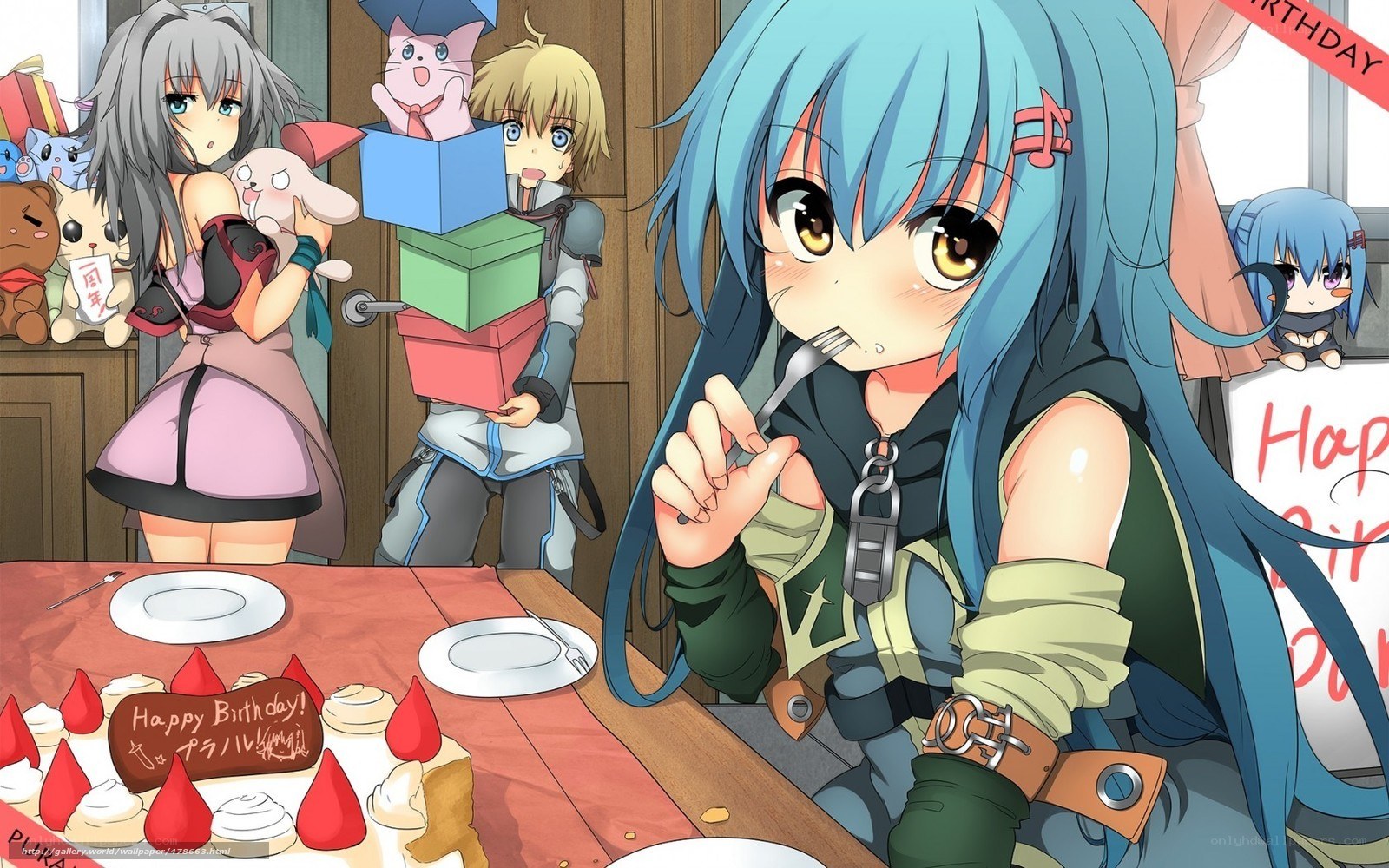 Birthday celebration with anime characters