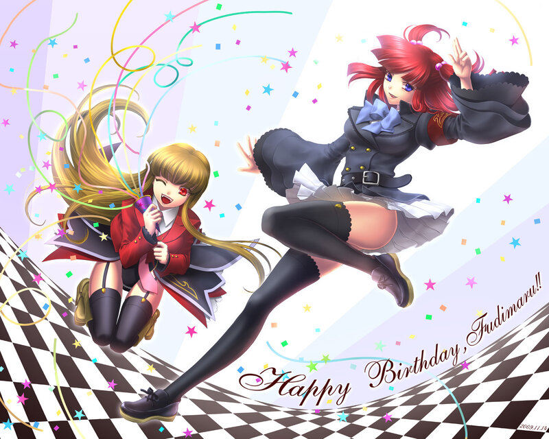 Birthday celebration with anime girls