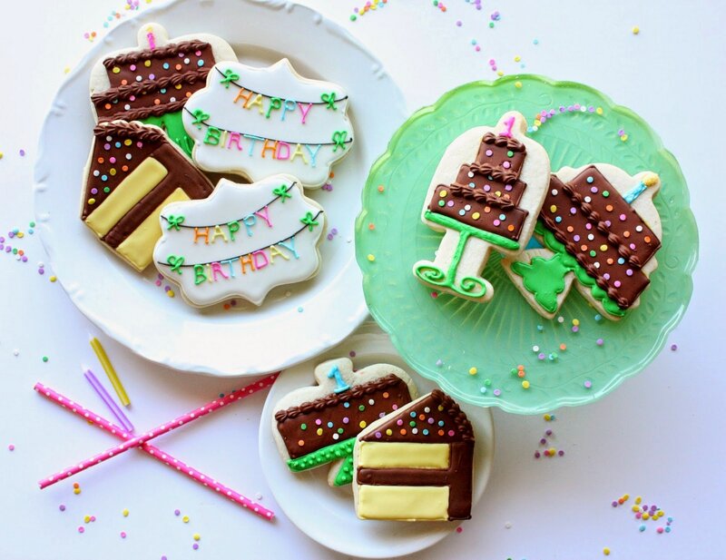 Birthday Cookies on Plates