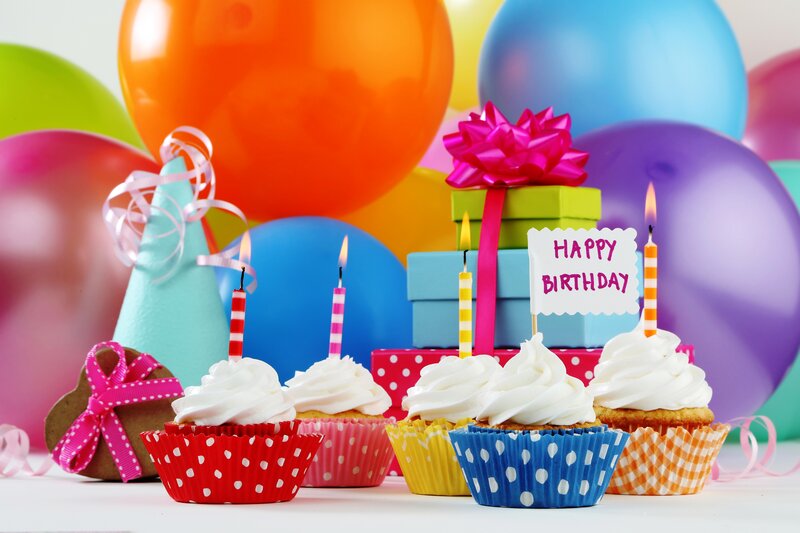 Birthday Cupcakes and Balloons