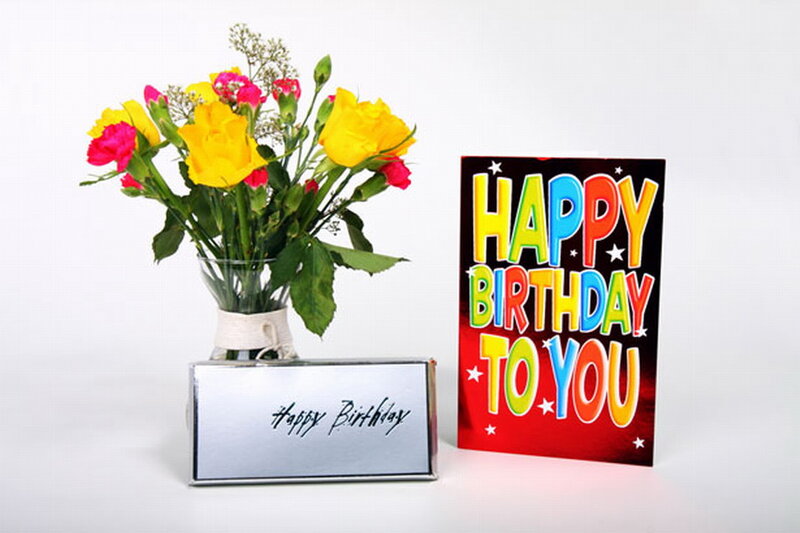 Birthday Flowers and Card