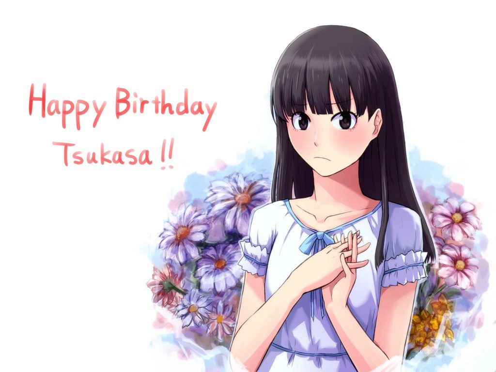 Birthday girl with flowers