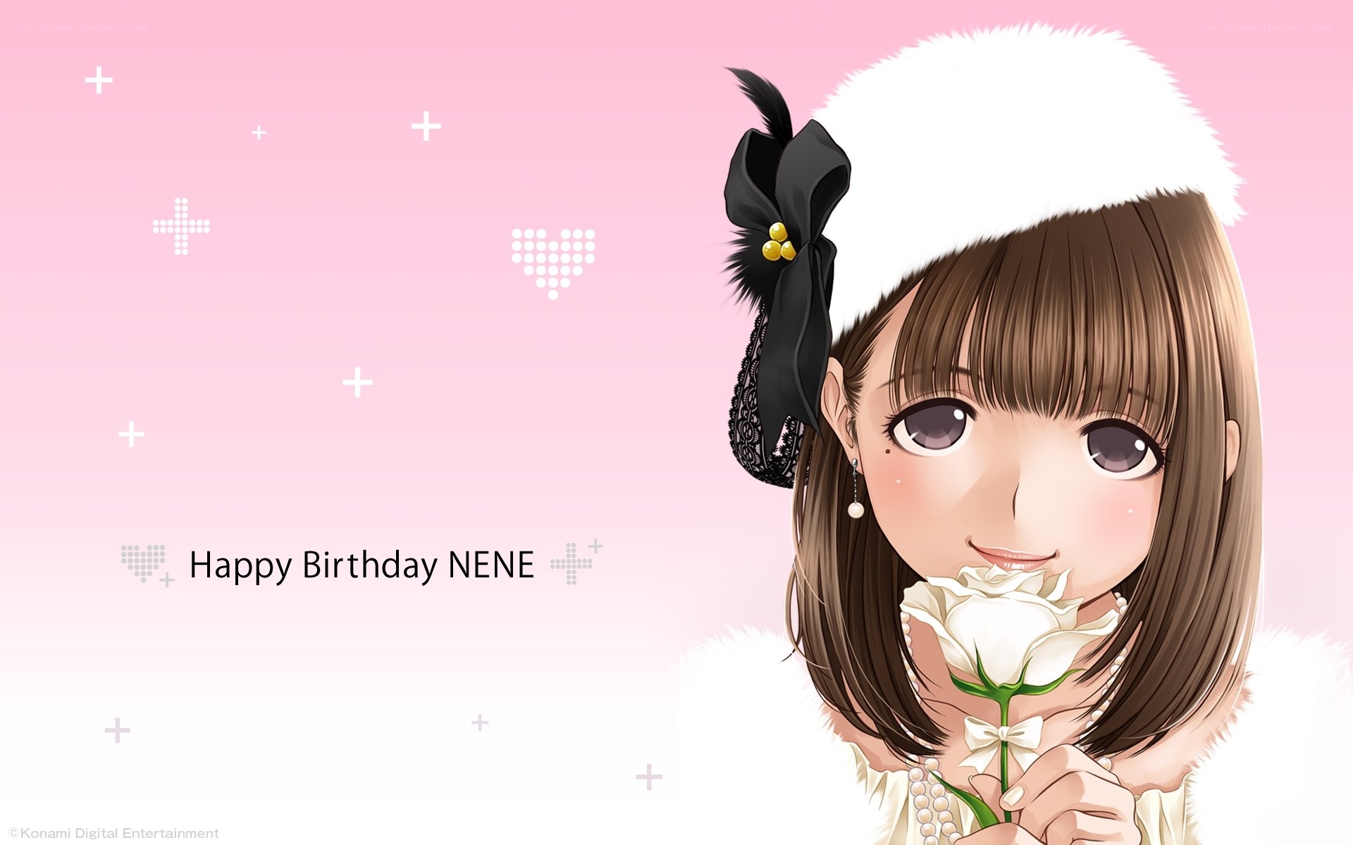 Birthday girl with white rose