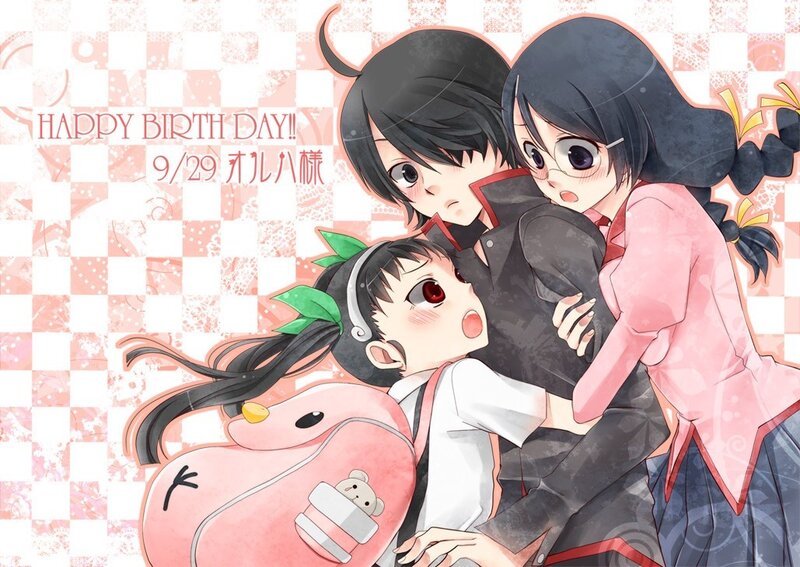Birthday illustration of anime characters