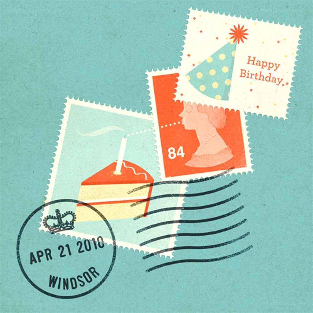 Birthday stamps illustration