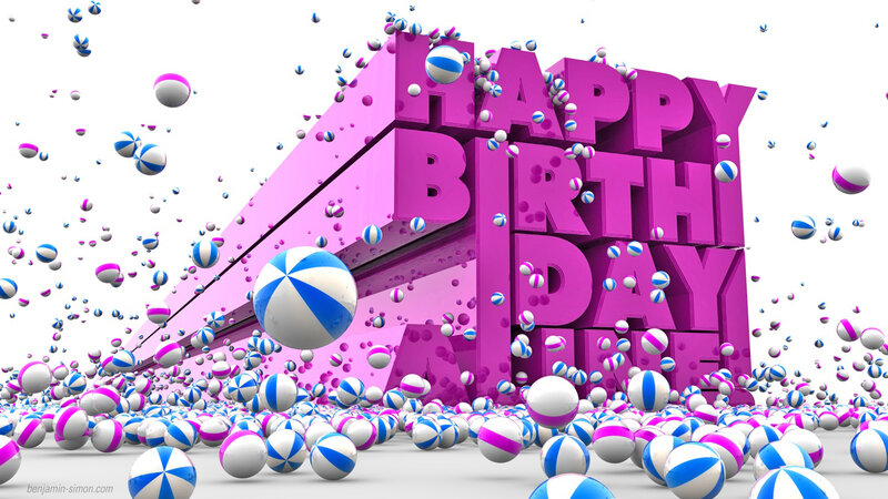 Birthday Text with Balls