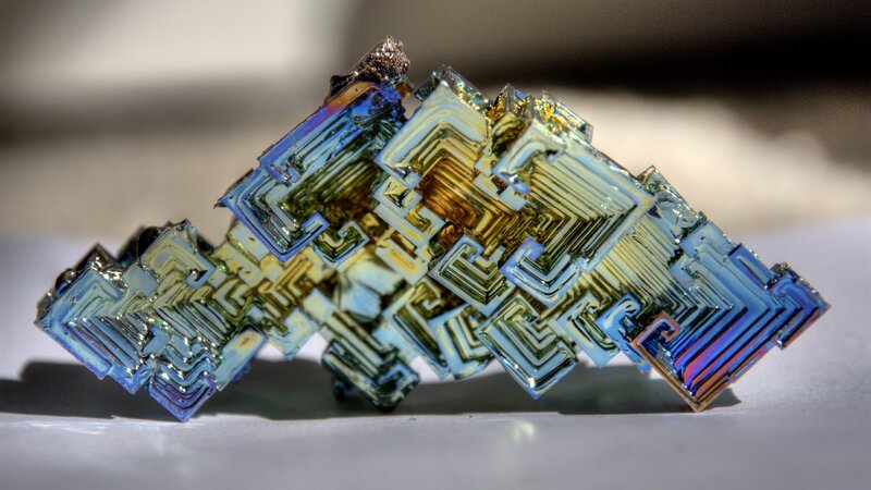 Bismuth Crystal Formation — Blue, Dramatic