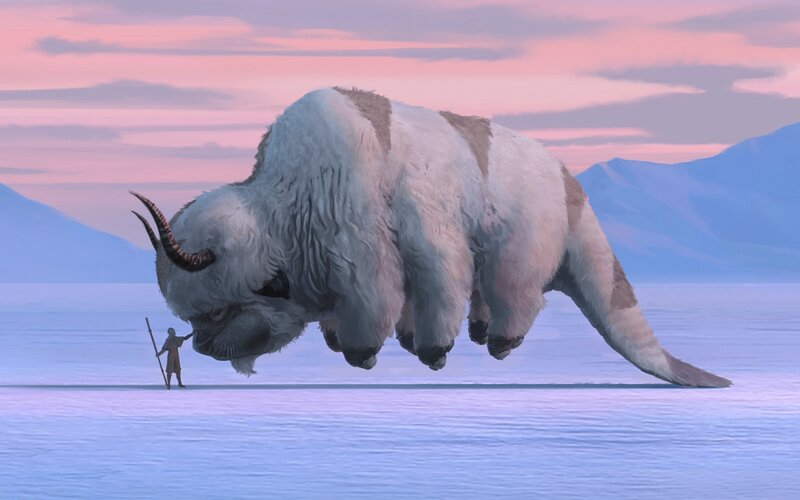 Bison and Person on Ice