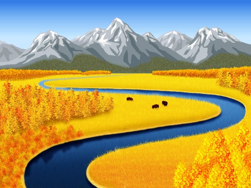 Bison in Autumn Field