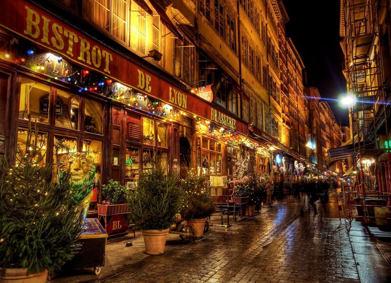 Bistro on a Cobblestone Street