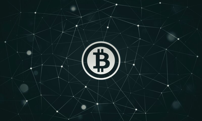 Bitcoin Logo on Network — Black
