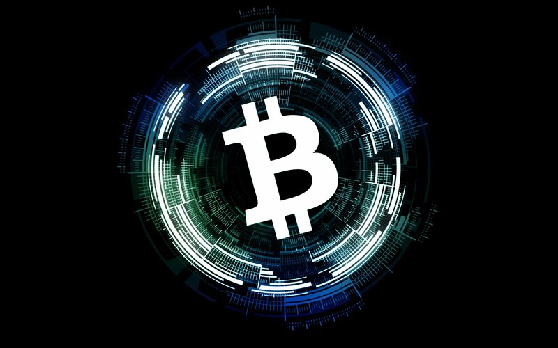 Bitcoin Symbol — Black, Technological