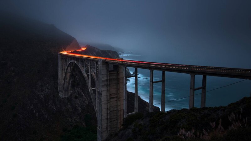 Bixby Creek Bridge — Blue, Dramatic, Night, Photograph