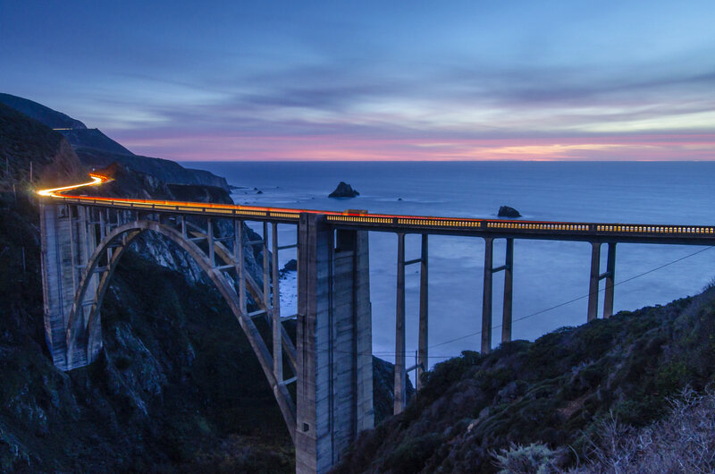 Bixby Creek Bridge — Blue, Serene, Sunset, Photograph