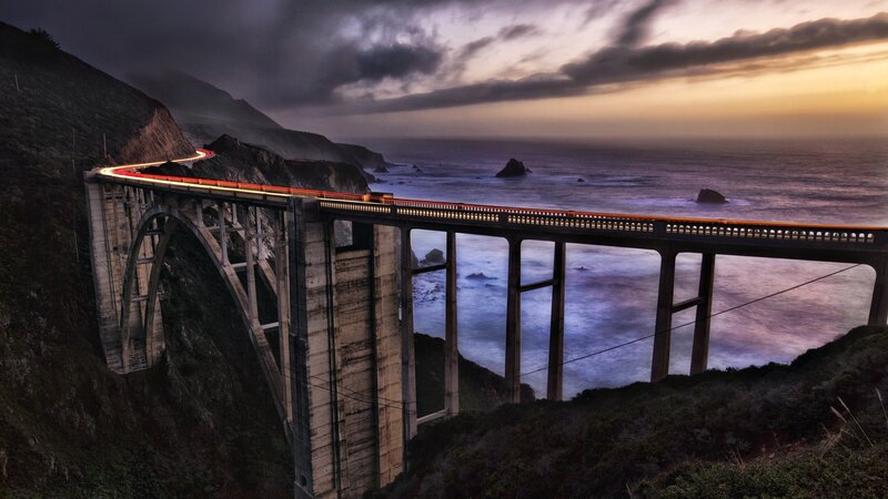 Bixby Creek Bridge — Purple, Dramatic, Sunset, Photograph