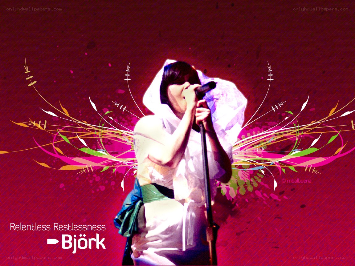 Björk performing on stage